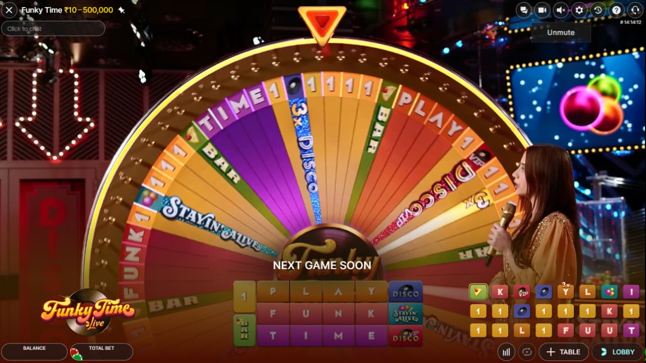 Funky Time Live game wheel
