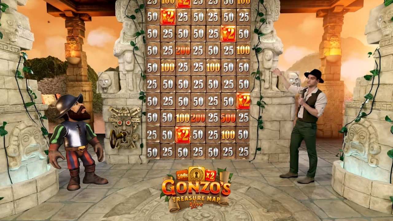 Gonzo's Treasure Map multipliers table and live dealer