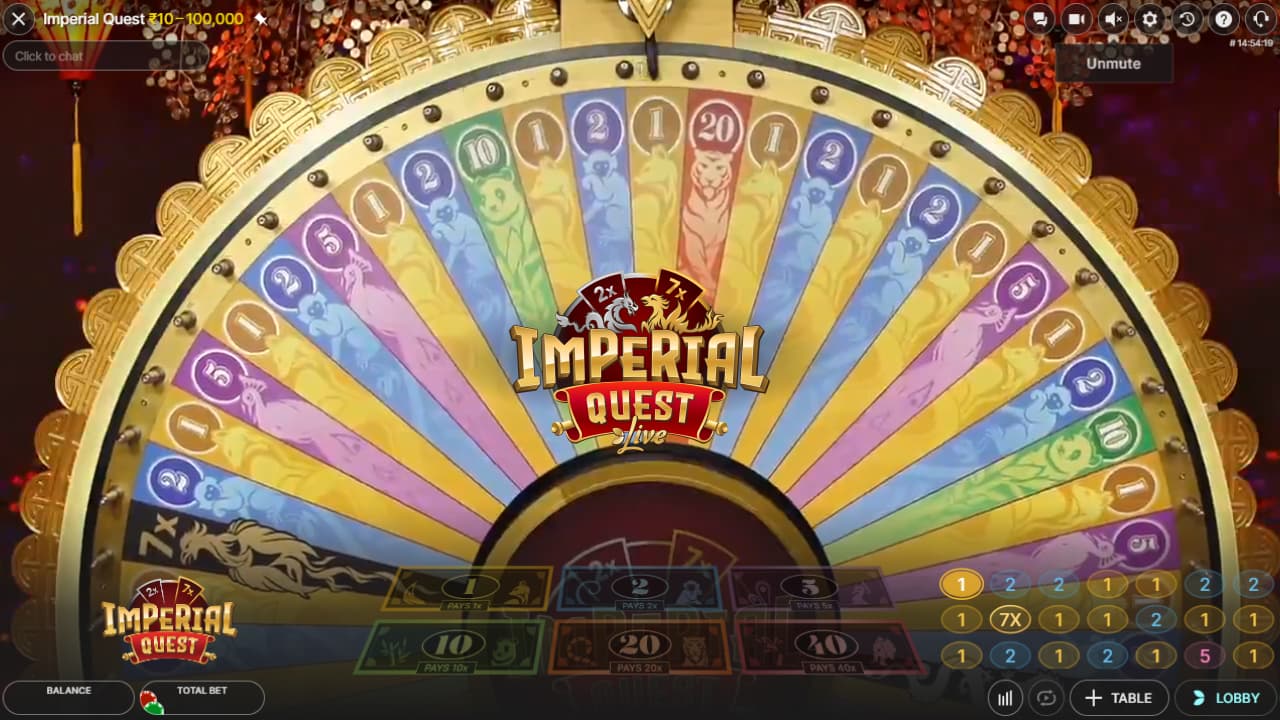 Imperial Quest Live casino game wheel